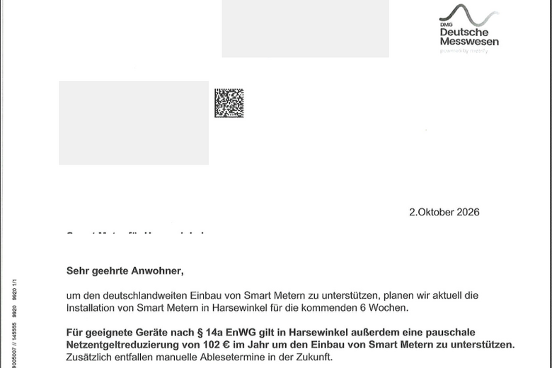 Schreiben Smart-Meter, Screenshot